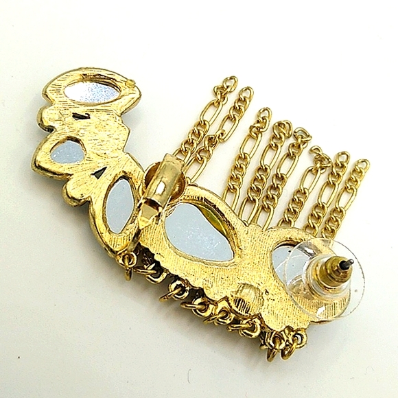 Rhinestone Teardrop Marquis Tassel Fringe Solitaire Earrings Set of 3 Mismatched - Picture 7 of 10